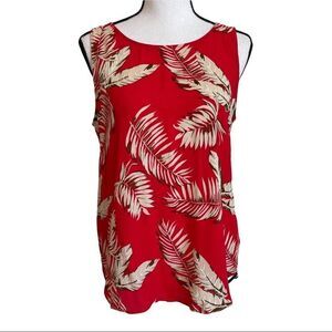 Melloday Tie Back Tropical Print Red/Beige Tank Top - XS